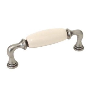 Decorani 19 - uchwyt ceramiczny z  jasną kremową porcelaną na 96 mm