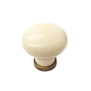 Marco 09- gałka meblowa stary mosiądz z kremową porcelaną 35mm