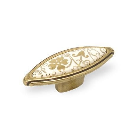 Cos 07- gałka meblowa stare złoto z kremową porcelaną wzór 69mm