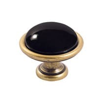 Brando 07- gałka meblowa stare złoto z czarną porcelaną 40mm