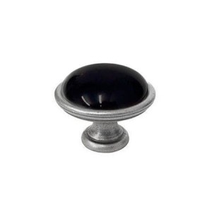 Brando 19- gałka meblowa stara stal z czarną porcelaną 40mm