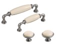 Brando 19- gałka meblowa stara stal z kremową porcelaną 40mm- kolekcja