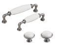 Brando 19- gałka meblowa stara stal z białą porcelaną 40mm- wizualizacja