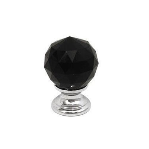 Fulgare BL.400 - Kryształowa czarna gałka meblowa ∅ 30 MM