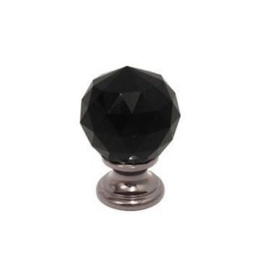Fulgare BL.NC - Kryształowa czarna gałka meblowa  30 MM