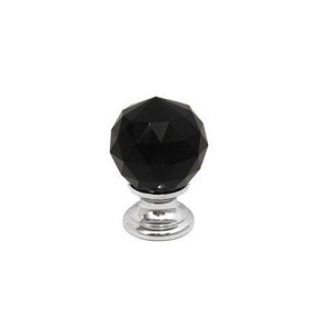 Fulgare BL.400 - Kryształowa czarna gałka meblowa   20 MM