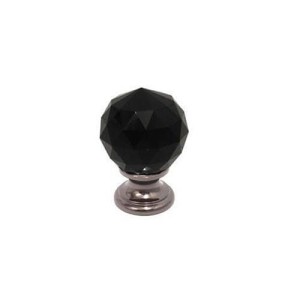 Fulgare BL.4NC - Kryształowa czarna gałka meblowa   20 MM