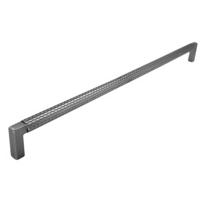 TRAMA 85 - Radełkowany uchwyt meblowy grafitowy na 320 mm