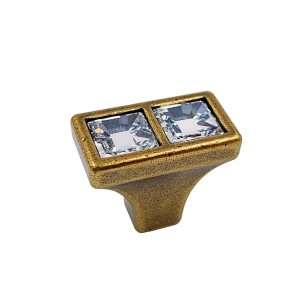 Galka do mebli stare złoto z kryształami 26mm- Elit 07