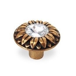 Galka do mebli stare złoto z kryształem 40mm- Margo 07