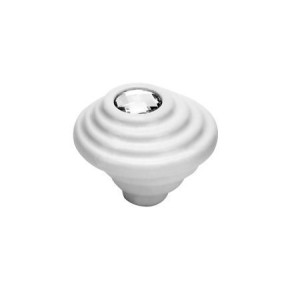 Gałka do mebli biała z kryształem 32mm- Twist F5