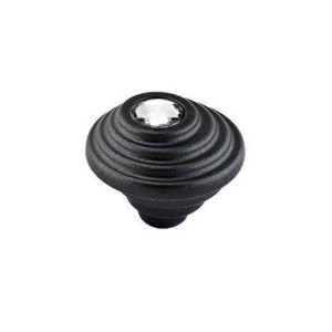 Gałka do mebli czarna z kryształem 32mm- Twist N2