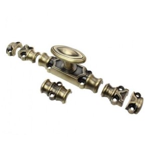 Ozdobny zamek meblowy 128x36 mm, mosiądz patyna
