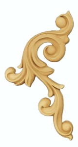 Ornament dekoracyjny z pyłu drzewnego lewy 90x180 mm