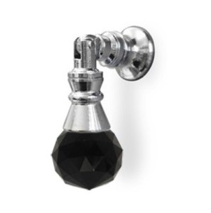 Gałka meblowa ruchoma kryształowa czarna/chrom połysk 20mm