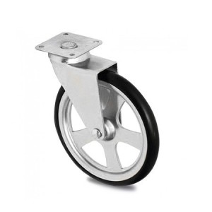Kółko gumowe w stalowym korpusie – kółko meblowe 105 mm, chrom