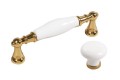 Uchwyt meblowy złoty z białą porcelaną 96 mm -Florani 18