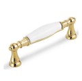 Uchwyt do  mebli złoty z białą porcelaną 96 mm -Florani 18