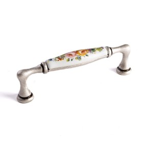 Uchwyt do mebli porcelanowy stare srebro 96mm- Asti E8.85 